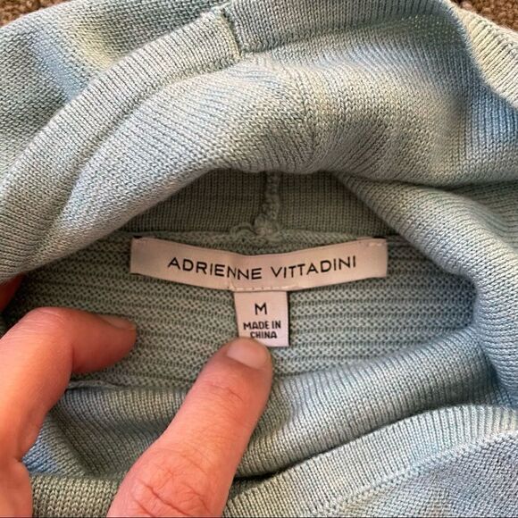 Adrienne Vittadini Turquoise Knit Cowl Neck Sweater Size M - Picture 8 of 14